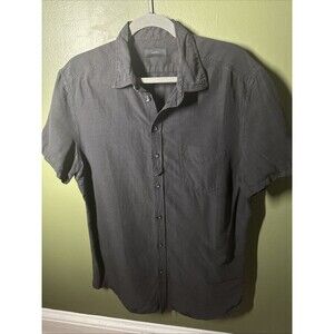 DIESEL Shirt Men's Medium Spread Collar Linen Blend Button Up Short Sleeve Faded